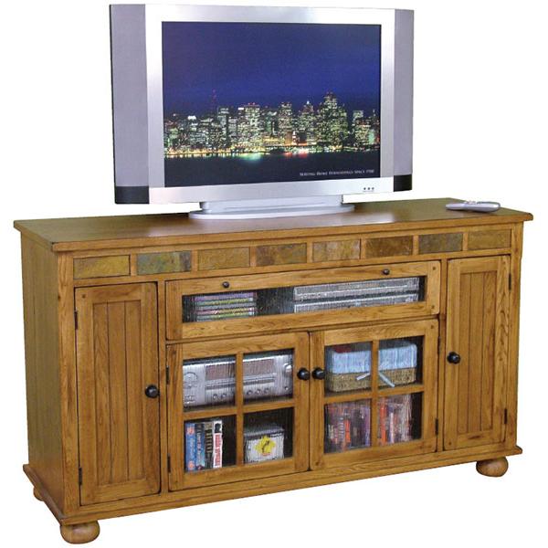 Rustic Oak & Slate Collection Rustic OakCounter Height TV Console