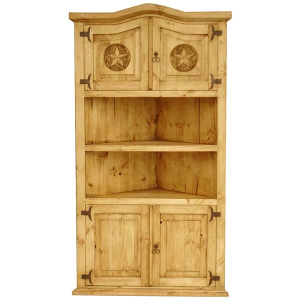 Rustic Pine Collection Large Corner Bookcase w/Stars LIB505
