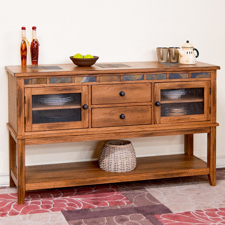 Rustic Oak & Slate Collection Rustic Oak2Drawer Server 2446ROD