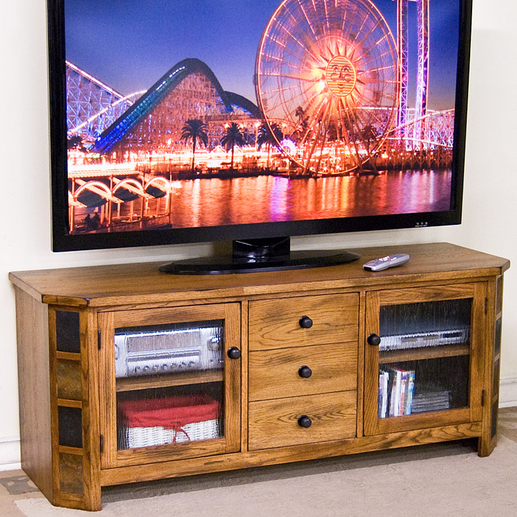 Rustic Oak & Slate Collection Rustic OakRaised TV Console 3395RO