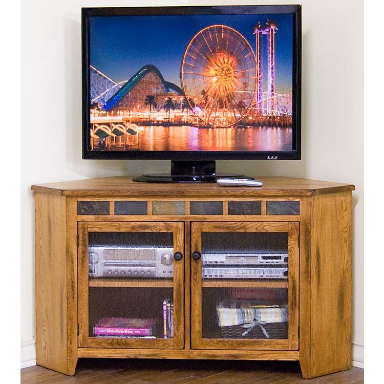 Rustic Oak & Slate Collection Rustic OakCorner TV Console 3399RO