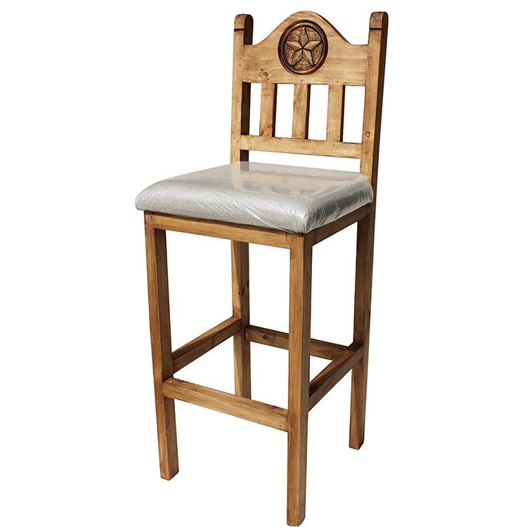 Rustic Pine Collection Tall Lone Star Bar Stool w/Cushion BAN537