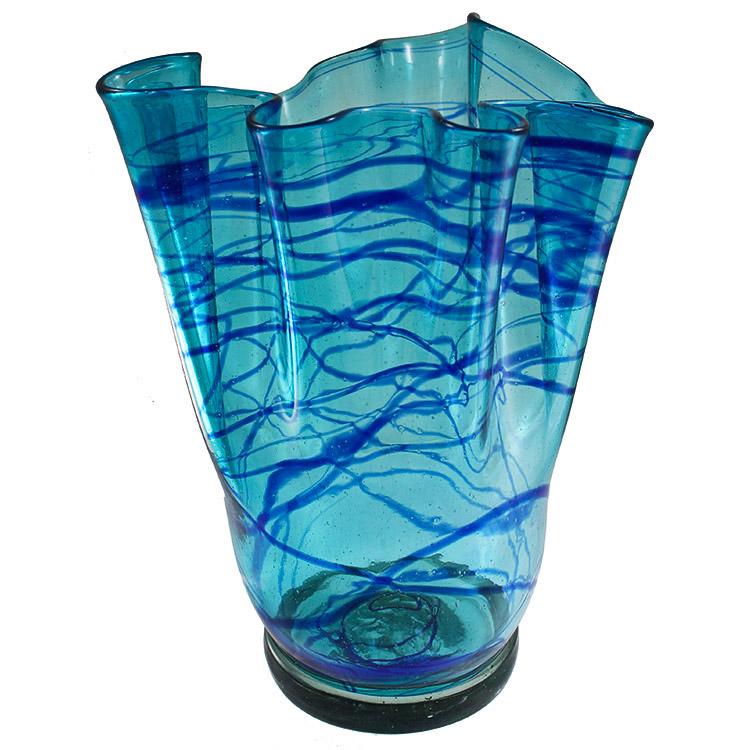 Handblown Glassware Collection Cobalt Swirl Flower Vase BGK007