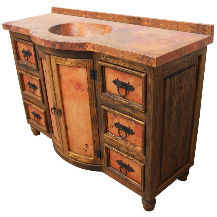 Sink Vanities Curved SixDrawer Vanityw/ Copper Doors & Drawers RSC