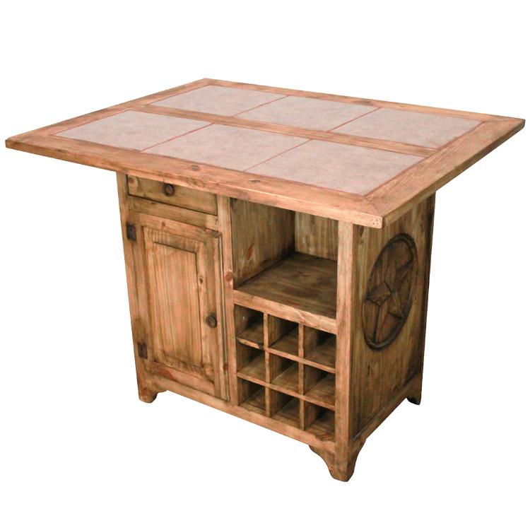 Rustic Pine Collection Cantina Star Kitchen Islandw/ Tile Top MES66S