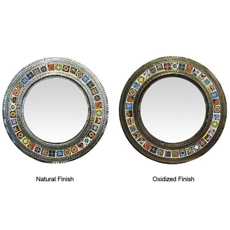 Talavera Tile Mirrors Collection Round Tile Mirrorw/ Multicolored