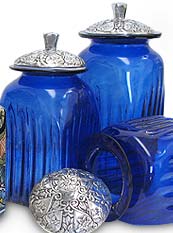 Glass and Pewter Canisters