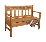 Rustic Oak Deacon's Bench w/Storage