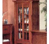 Mission OakSliding Door Bookcase