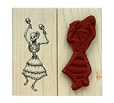 Dancing Skeleton Rubber Stamp