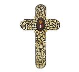 Large Brown & Red Crosswith Gold Milagros