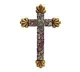 Med. Red & Gold Cross with Silver Milagros