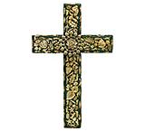 XL Green Cross with Gold Milagros