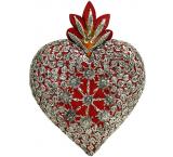 Large Red Heart with Silver Milagros