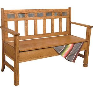Rustic OakDeacon's Bench w/Storage