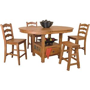 Rustic OakOval Family Table w/Storage