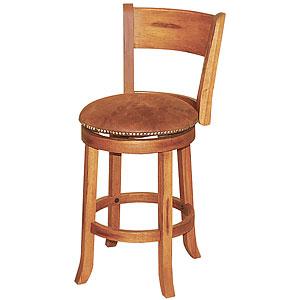 Rustic OakSwivel Barstool w/Back