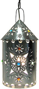 Toluca Lantern w/Marbles:Natural Finish