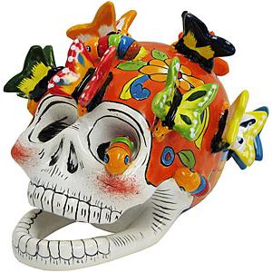 Orange Butterfly Skull