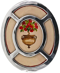 Large Pewter & Tile Hot Plate
