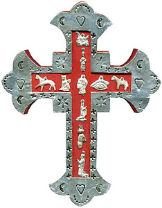 Red & Silver Crosswith Silver Milagros