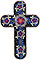 Lg. Painted Cross - Black w/Purple Flowers