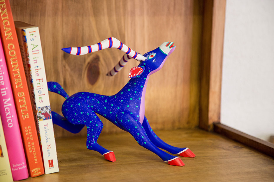 Oaxacan Carving on Bookshelf