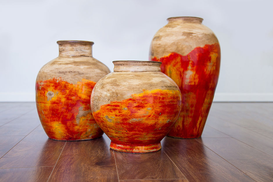 Decorative Pottery Desierto Rojo Floor Vase Set
