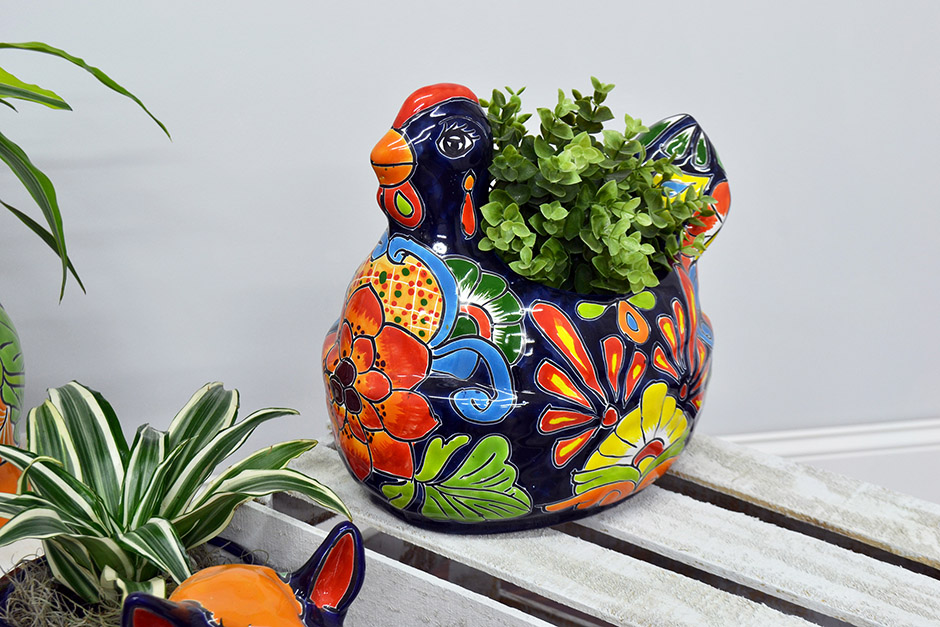 Talavera Chicken Planter