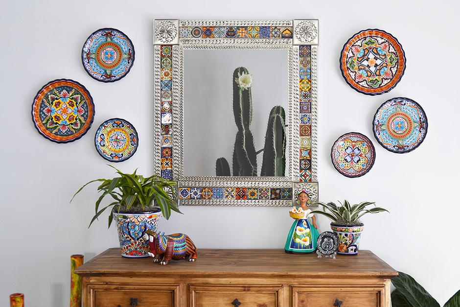 Tin and Tile Mirror, Talavera Plates