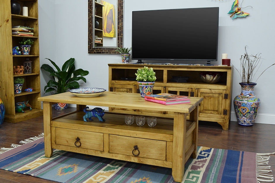 Rustic Pine Coffee Table & TV Stand