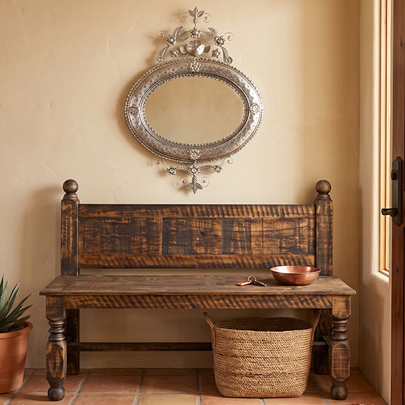 Oval Nest Mirror with Ranch Collection Remington Bench