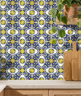 Flor de Amapola Talavera Tile Kitchen Backsplash