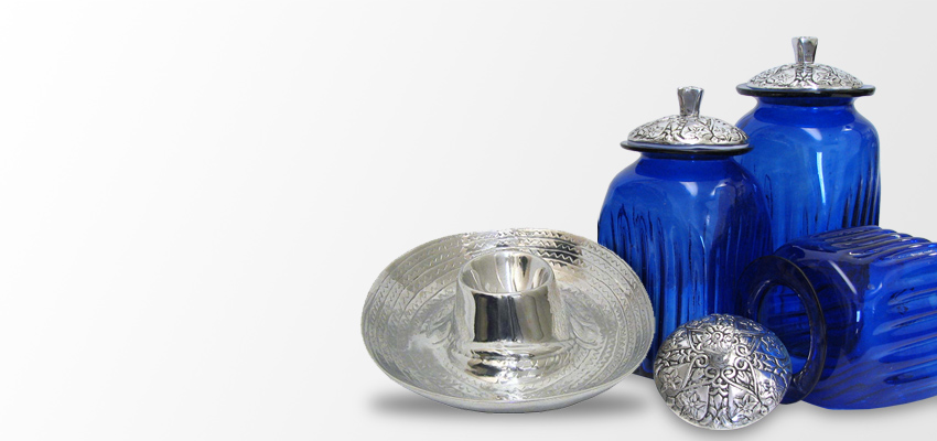 Pewter and Glass Kitchen Canisters