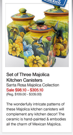 Set of Three Majolica Kitchen Canisters