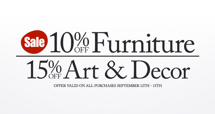 10% Off Furniture plus 15% Off Art and Decor