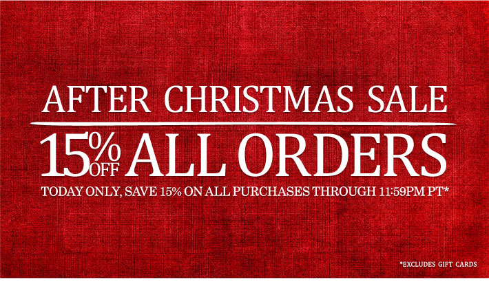 After Christmas Sale - 15% Off All Orders