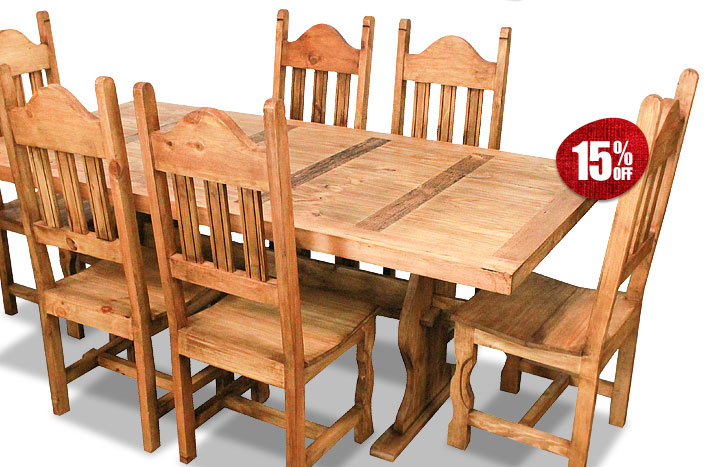 Rustic Pine Trestle Dining Table