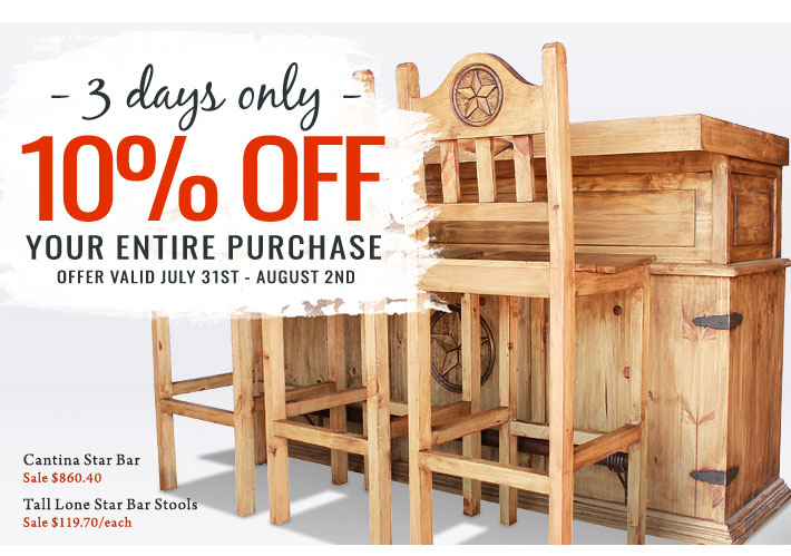 3 Days Only - 10% Off Your Entire Purchase