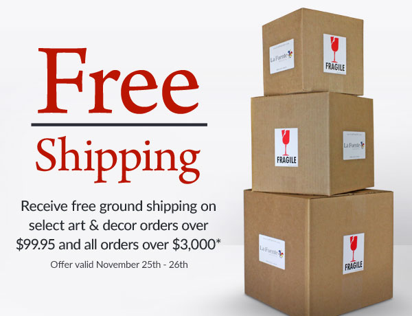 Free Shipping - Receive free ground shipping on select art & decor orders over $99.95 and all orders over $3,000*