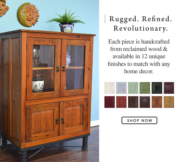 Rugged. Refined. Revolutionary. Each piece is handcrafted from reclaimed wood & available in 12 unique finishes to match with any home decor.