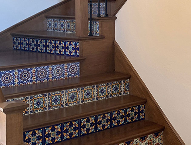 Accentuate Your Stairway - Enhance your stairway with our beautiful handcrafted Talavera tiles! Mix and match patterns to create a unique Mexican look that is sure to impress.