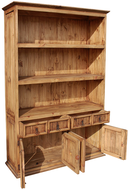 4 Door Bookcase for Sale Pine Bookcase with Doors and Drawers