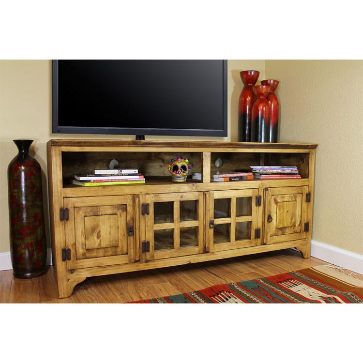 Mexican Rustic Pine TV Stand - Ponderosa Pine TV Stand for ...