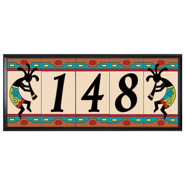FIVE  Mexican HOUSE  NUMBER Tiles & Iron Frame FL