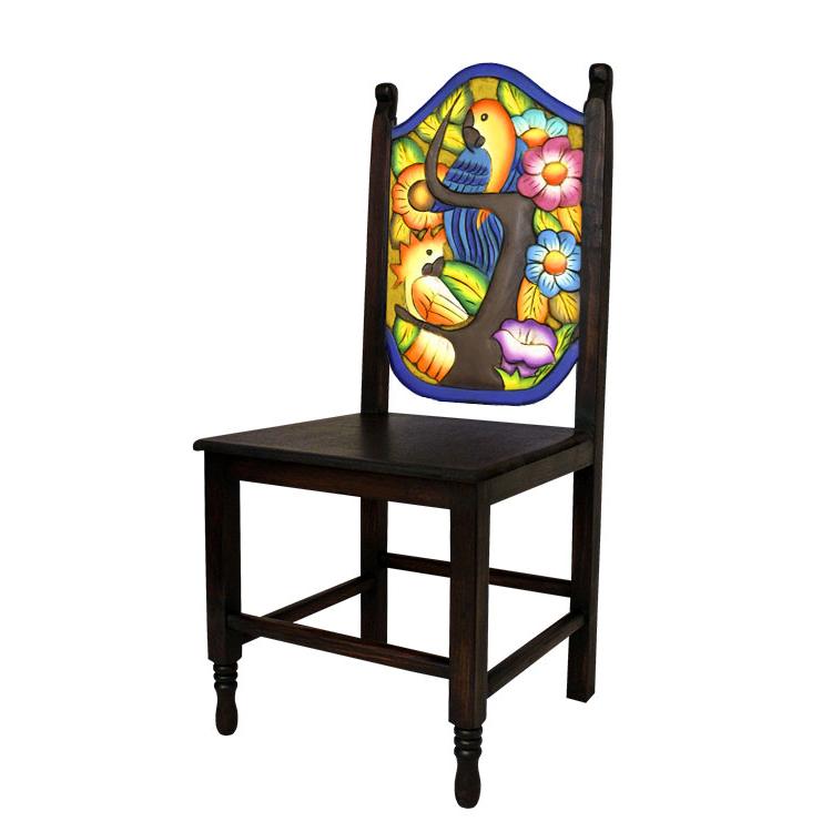 Birds & Flowers Chair - Wooden Seat