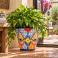 Hand-painted Mexican Talavera planter (TP440) with green foliage.