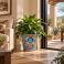 Mexican Extra Large Talavera planter (TP195A) styled with lush greenery.