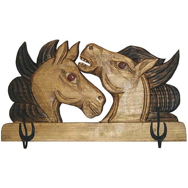 Mexican Rustic Horse Carved Coat Rack