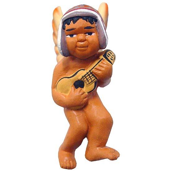 Peruvian Clay Cherub & Guitar Ornament